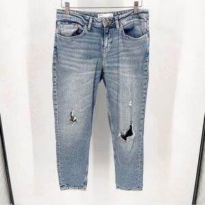 Zara Destroyed Cropped Jeans with patches on the back